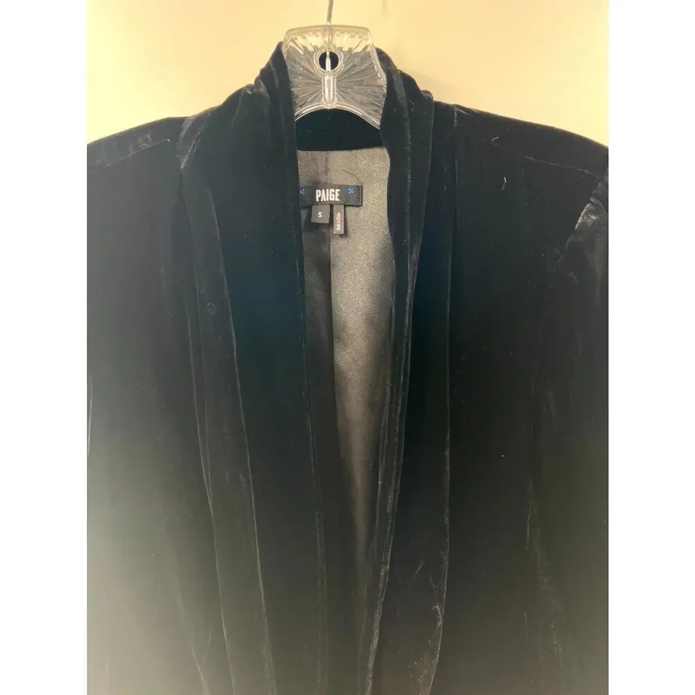 Paige Women's Black Solid Velvet Double Breasted Snap Front Jacket Small